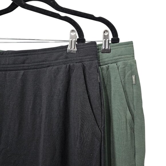 Eddie Bauer New Fleece Lounge High Waist Black Green Pocket Joggers Ladies 2 Pk - Picture 4 of 10
